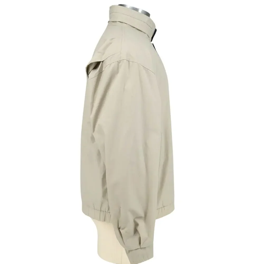 Members Only Jacket Mens Large Beige Full Zip Lightweight Pockets Lined Vintage